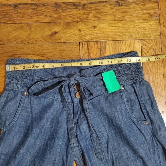Style H Jeans Women Relaxed Fit Drawstring Linen Blend Denim Dark Wash Size Med - Picture 10 of 13